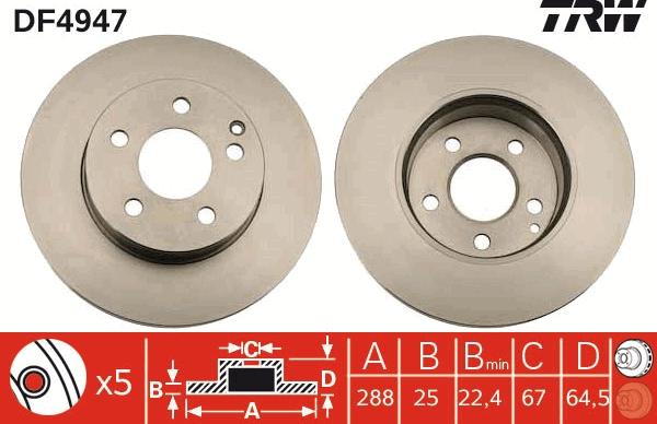 TRW DF4947 - Brake Disc autospares.lv