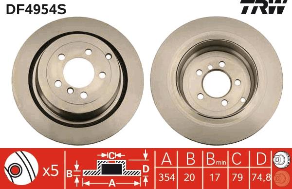 TRW DF4954S - Brake Disc autospares.lv