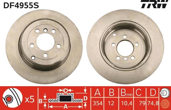 TRW DF4955S - Brake Disc autospares.lv