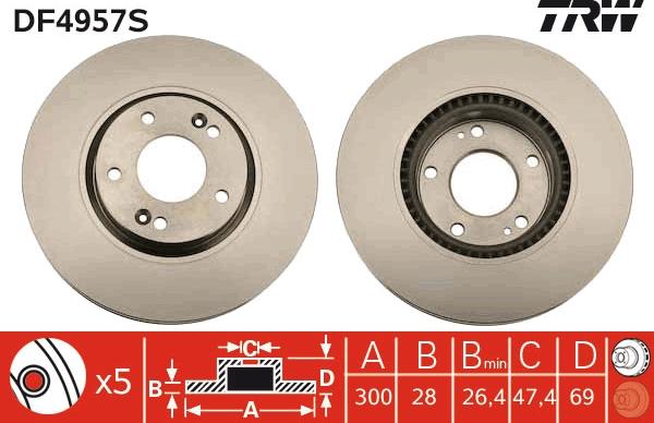 TRW DF4957S - Brake Disc autospares.lv