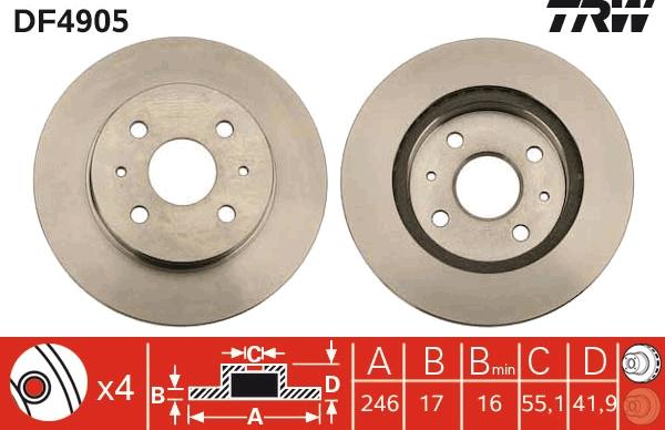 TRW DF4905 - Brake Disc autospares.lv