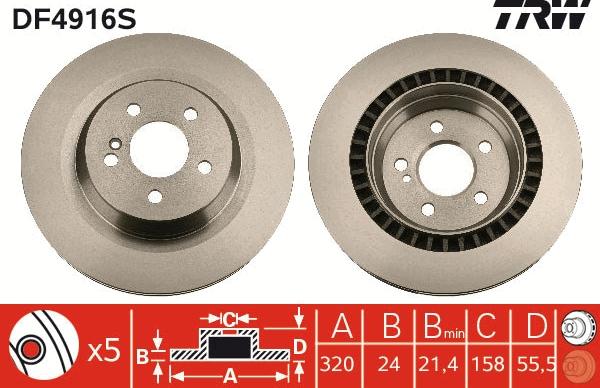 TRW DF4916S - Brake Disc autospares.lv