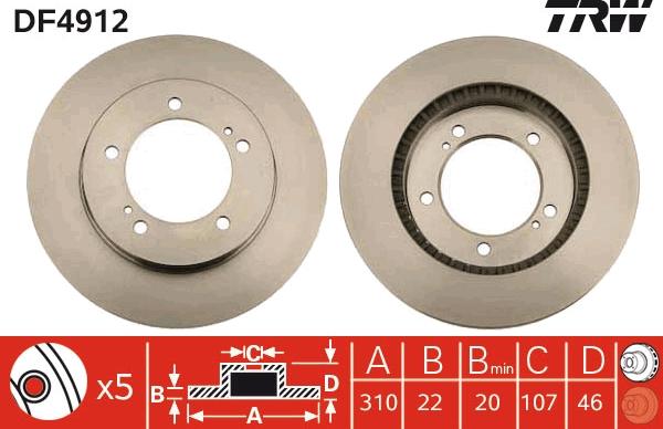 TRW DF4912 - Brake Disc autospares.lv