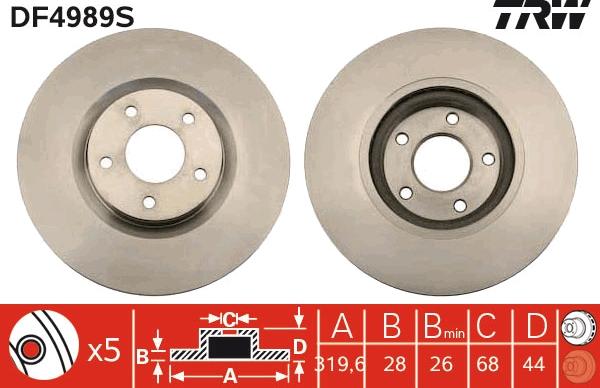 TRW DF4989S - Brake Disc autospares.lv