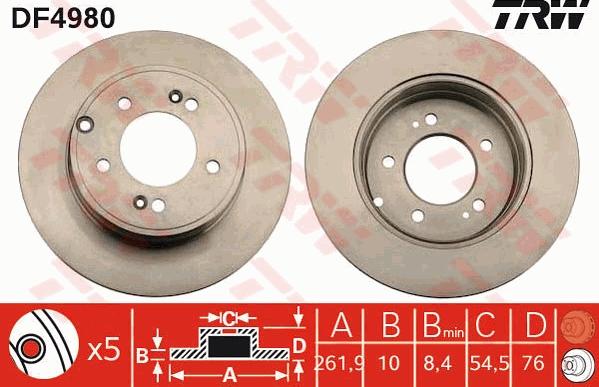 TRW DF4980 - Brake Disc autospares.lv