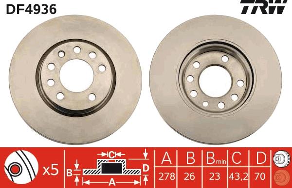 TRW DF4936 - Brake Disc autospares.lv