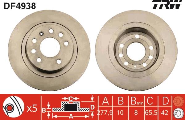 TRW DF4938 - Brake Disc autospares.lv