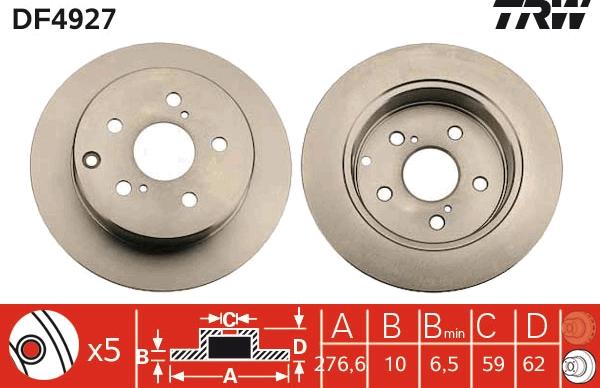 TRW DF4927 - Brake Disc autospares.lv