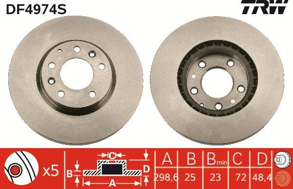 TRW DF4974S - Brake Disc autospares.lv