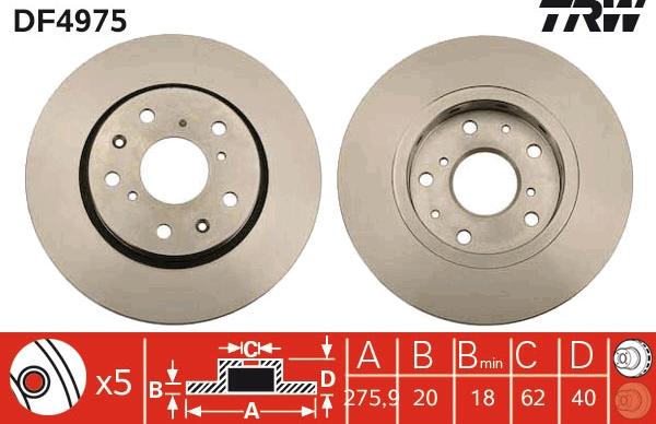 TRW DF4975 - Brake Disc autospares.lv