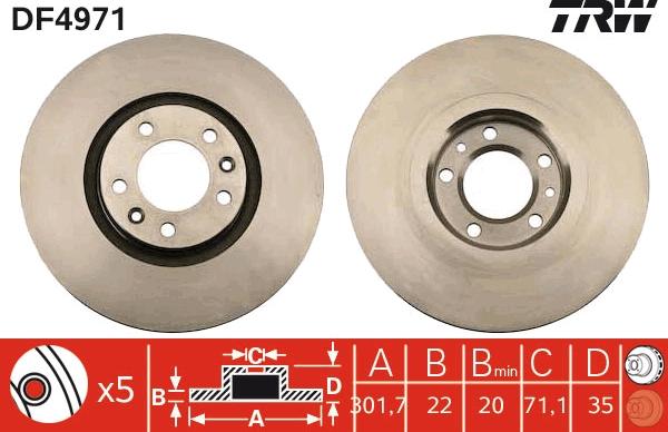 TRW DF4971 - Brake Disc autospares.lv