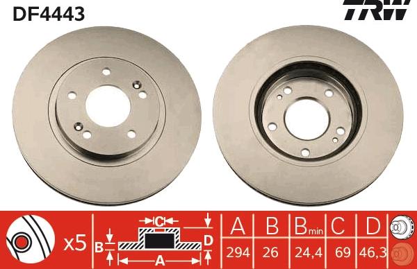 TRW DF4443 - Brake Disc autospares.lv