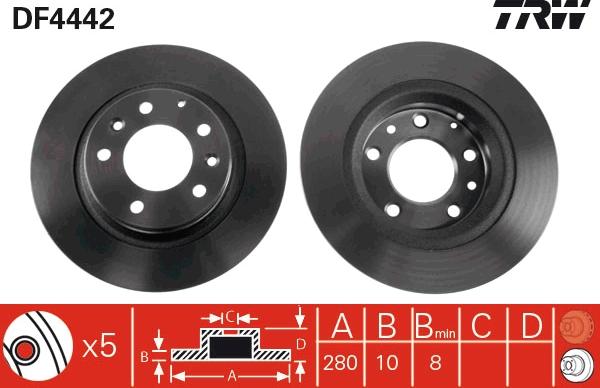 TRW DF4442 - Brake Disc autospares.lv