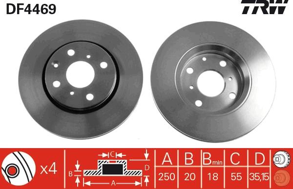 TRW DF4469 - Brake Disc autospares.lv