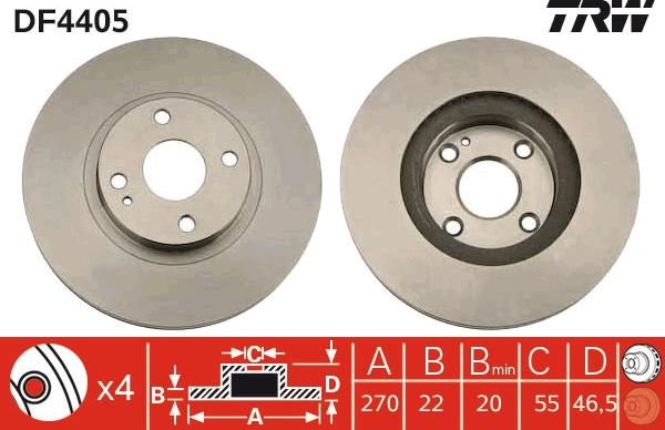 TRW DF4405 - Brake Disc autospares.lv