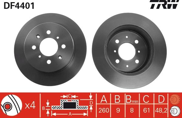 TRW DF4401 - Brake Disc autospares.lv