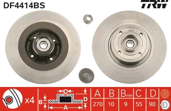 TRW DF4414BS - Brake Disc autospares.lv