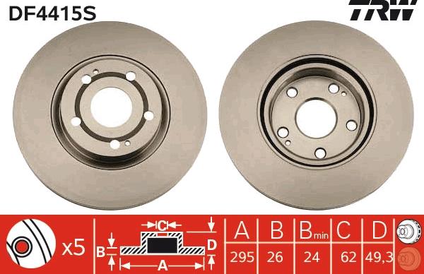 TRW DF4415S - Brake Disc autospares.lv