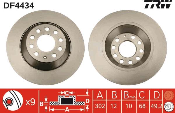 TRW DF4434 - Brake Disc autospares.lv