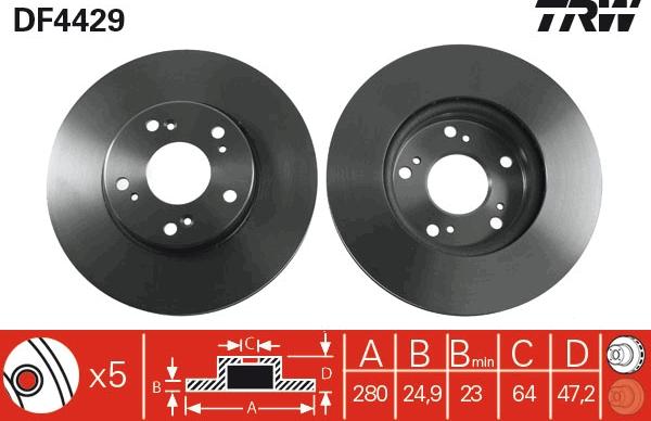 TRW DF4429 - Brake Disc autospares.lv