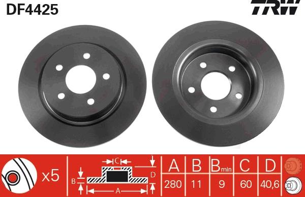 TRW DF4425 - Brake Disc autospares.lv