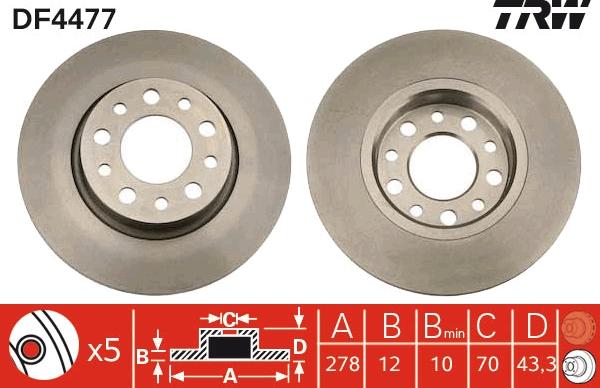 TRW DF4477 - Brake Disc autospares.lv