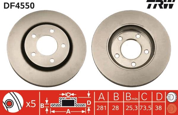 TRW DF4550 - Brake Disc autospares.lv