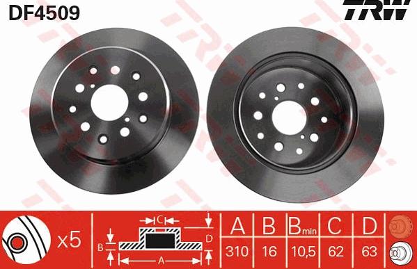 TRW DF4509 - Brake Disc autospares.lv