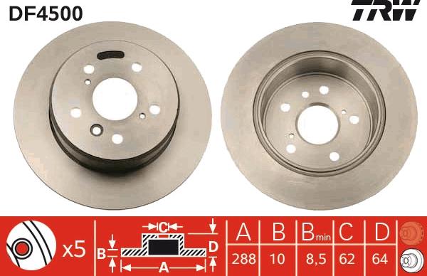 TRW DF4500 - Brake Disc autospares.lv