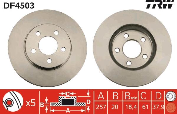 TRW DF4503 - Brake Disc autospares.lv