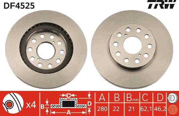 TRW DF4525 - Brake Disc autospares.lv