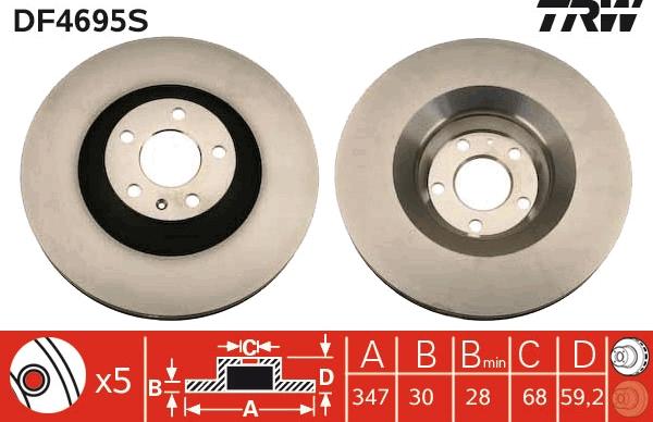 TRW DF4695S - Brake Disc autospares.lv