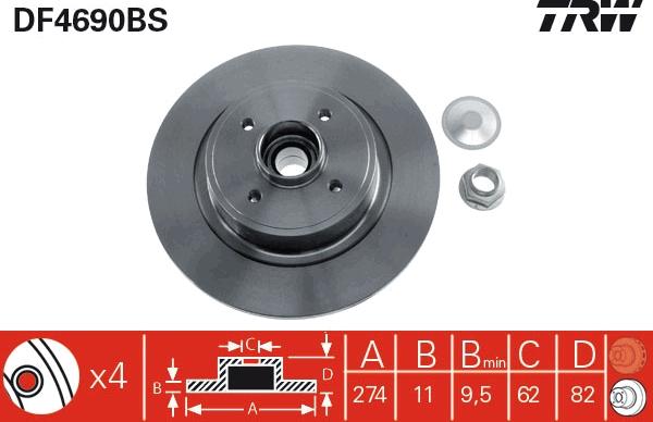 TRW DF4690BS - Brake Disc autospares.lv