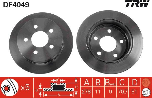 TRW DF4049 - Brake Disc autospares.lv