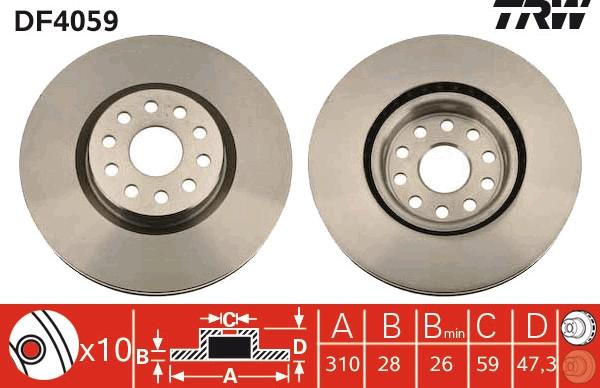 TRW DF4059 - Brake Disc autospares.lv