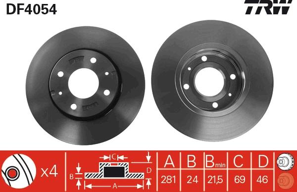 TRW DF4054 - Brake Disc autospares.lv