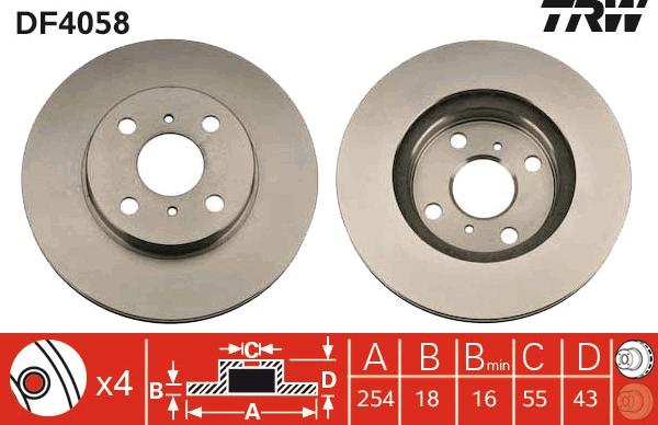 TRW DF4058 - Brake Disc autospares.lv