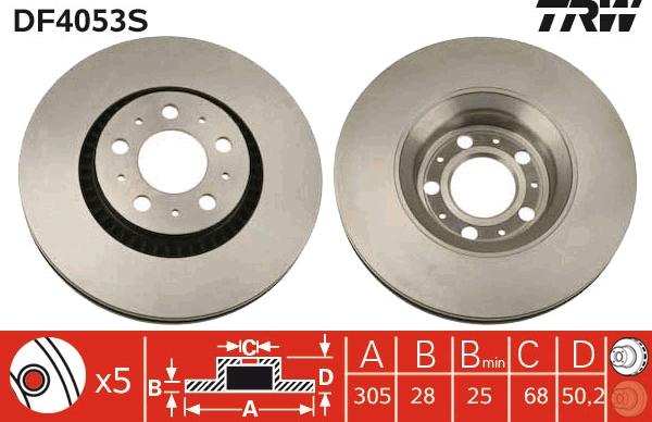 TRW DF4053S - Brake Disc autospares.lv