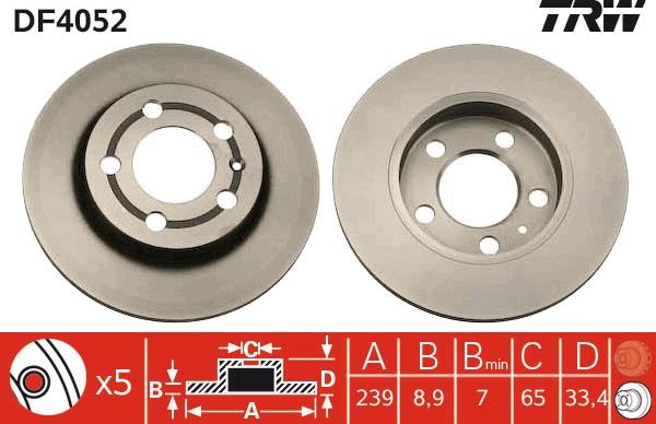 TRW DF4052 - Brake Disc autospares.lv