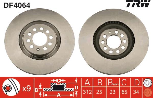 TRW DF4064 - Brake Disc autospares.lv