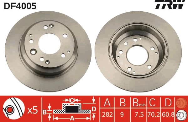 TRW DF4005 - Brake Disc autospares.lv