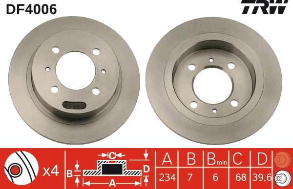 TRW DF4006 - Brake Disc autospares.lv