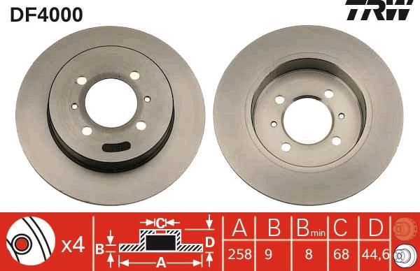 TRW DF4000 - Brake Disc autospares.lv