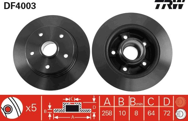 TRW DF4003 - Brake Disc autospares.lv