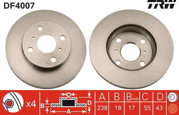 TRW DF4007 - Brake Disc autospares.lv