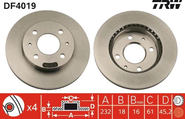 TRW DF4019 - Brake Disc autospares.lv