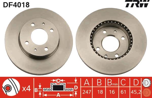 TRW DF4018 - Brake Disc autospares.lv