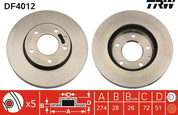 TRW DF4012 - Brake Disc autospares.lv