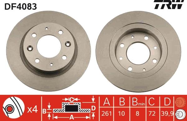 TRW DF4083 - Brake Disc autospares.lv