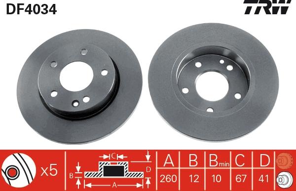 TRW DF4034 - Brake Disc autospares.lv